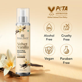 Botanic Hearth Vanilla Hair Perfume & Body Mist on vanity
