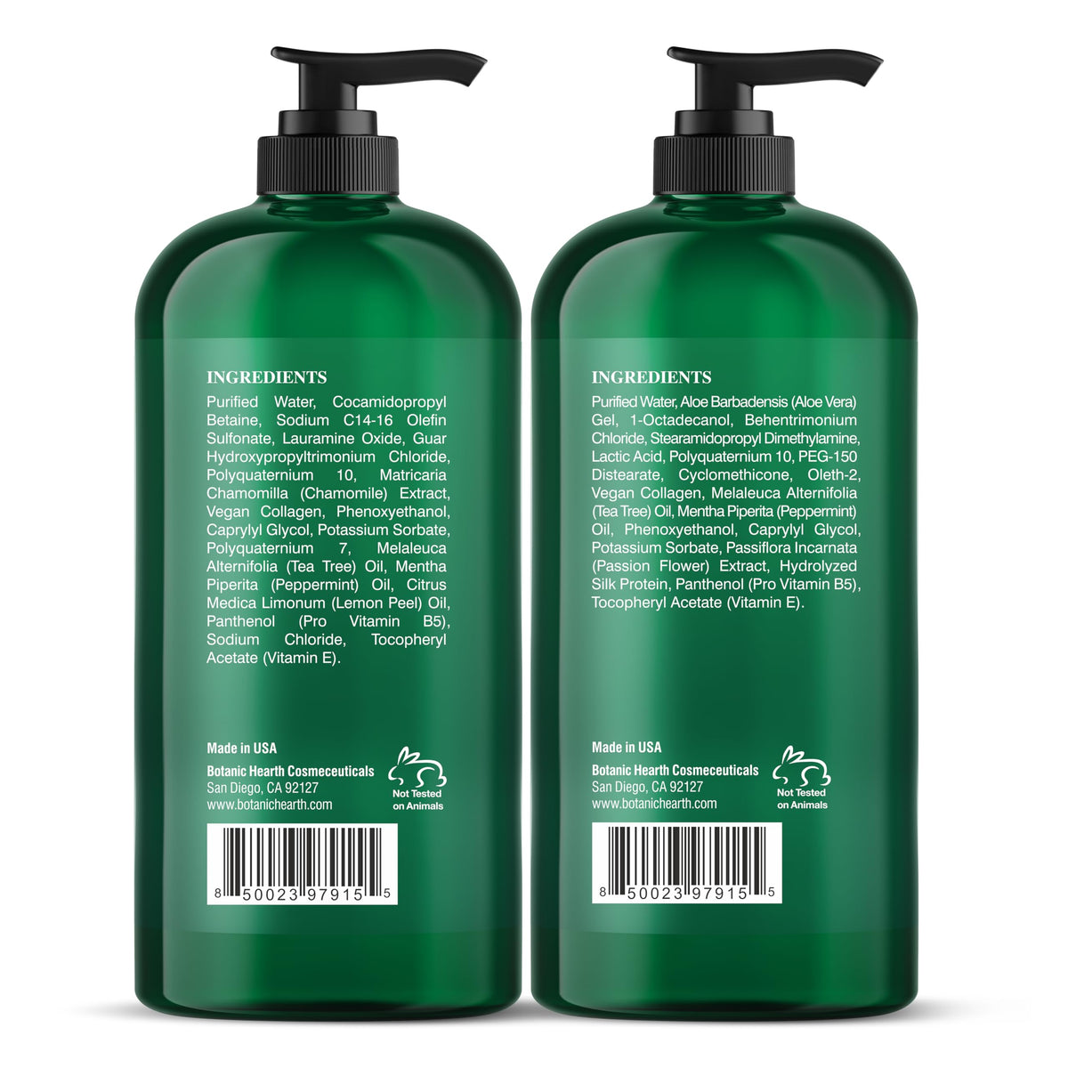 Botanic Hearth Vegan Collagen Tea Tree Shampoo and Conditioner packaging