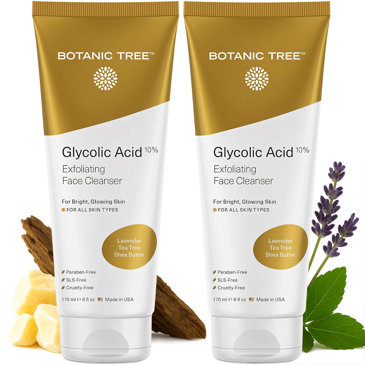 Botanic Tree Glycolic Acid Face Wash 10% Glycolic and Salicylic Acid front view