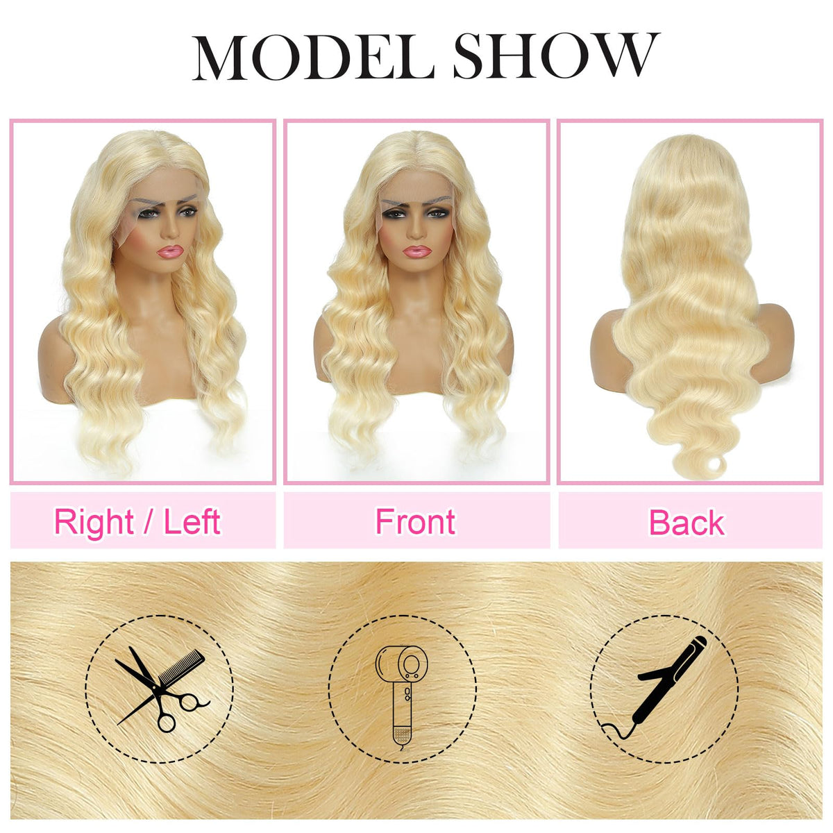 BOTNNS 28 Inch 613 Blonde Lace Front Wig packaging