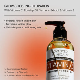 Bottle of Advanced Clinicals Vitamin C Body Oil with label details