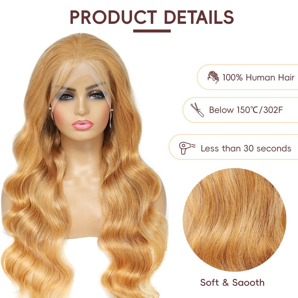 Boumon Honey Blonde Wig side view showcasing lace front