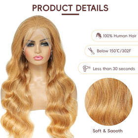 Boumon Honey Blonde Wig side view showcasing lace front