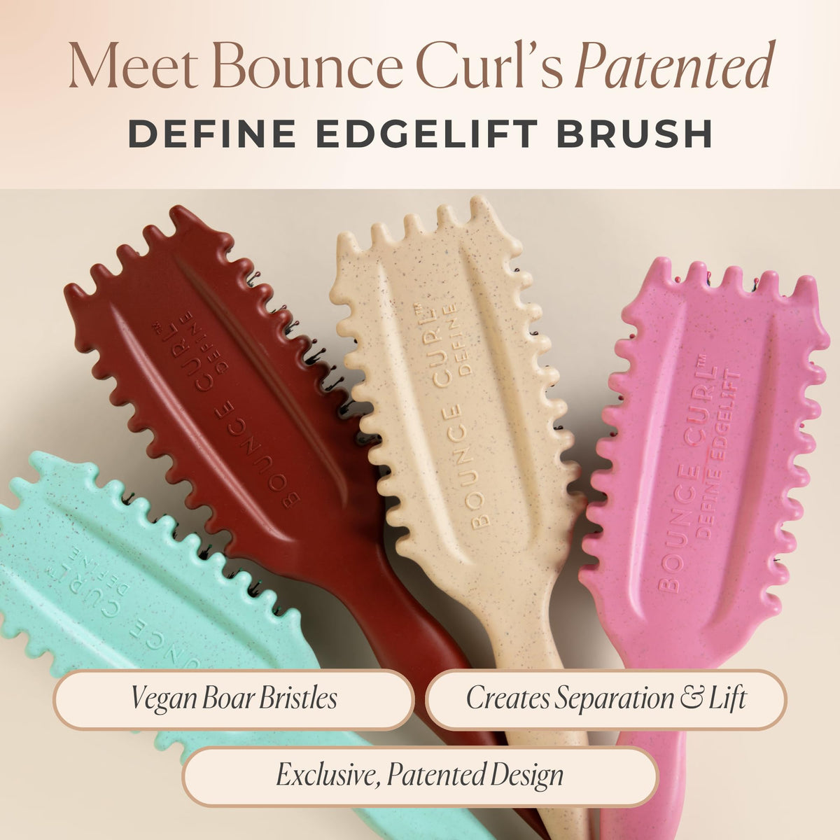 Bounce Curl Define EdgeLift Brush in use on curly hair