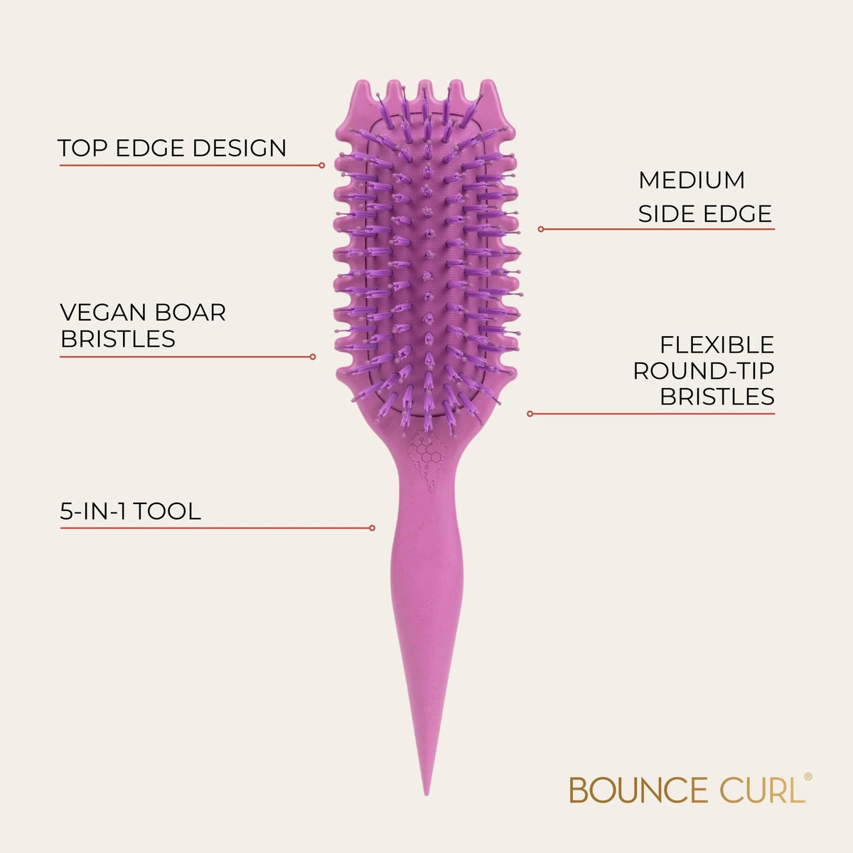 Bounce Curl Define EdgeLift Brush showing flexible round-tip bristles