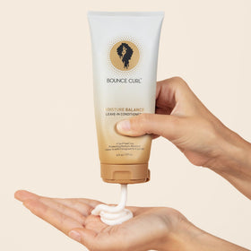 Bounce Curl Moisture Balance Leave-In Conditioner application on hair