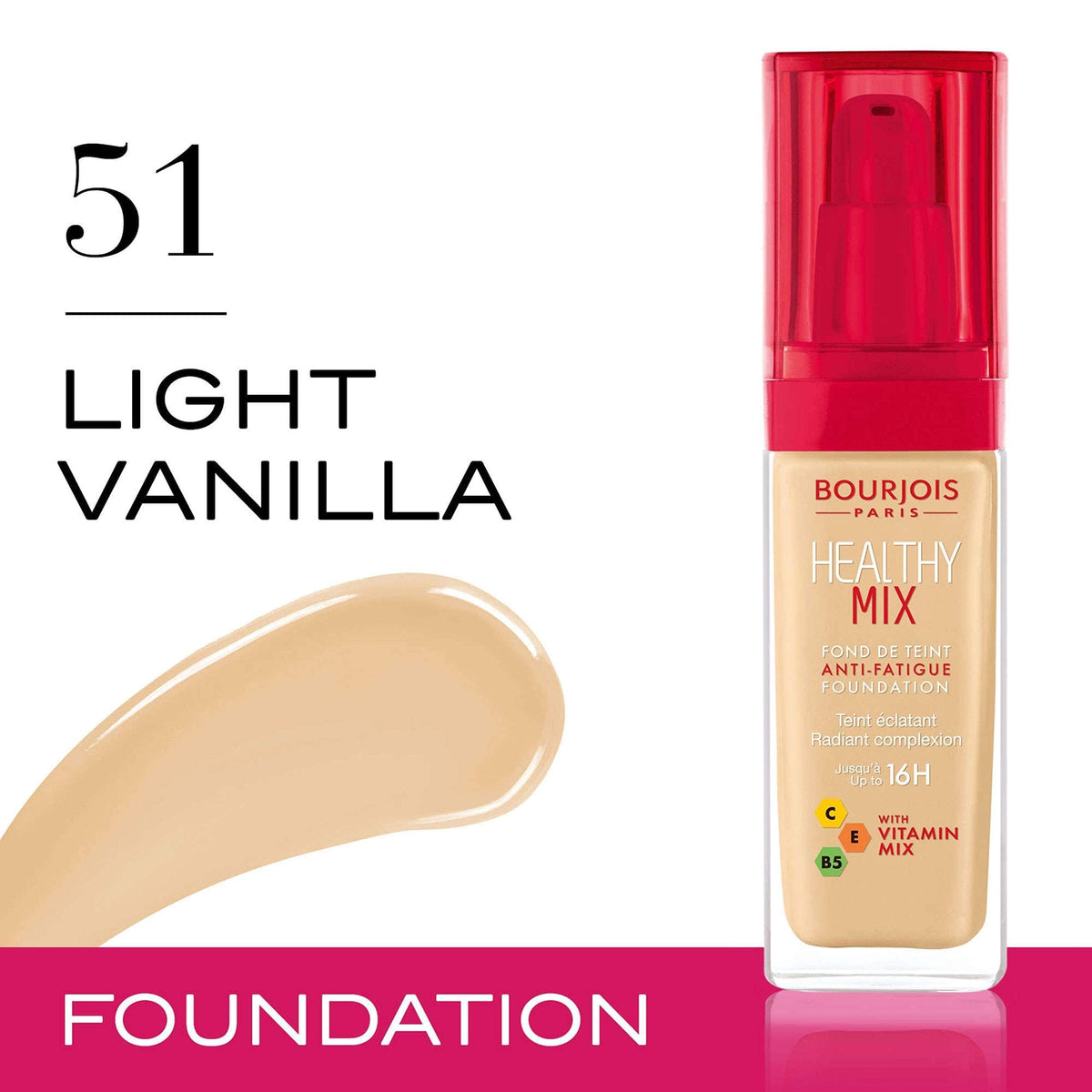 Bourjois Healthy Mix Anti-Fatigue Foundation 51 Light Vanilla back view