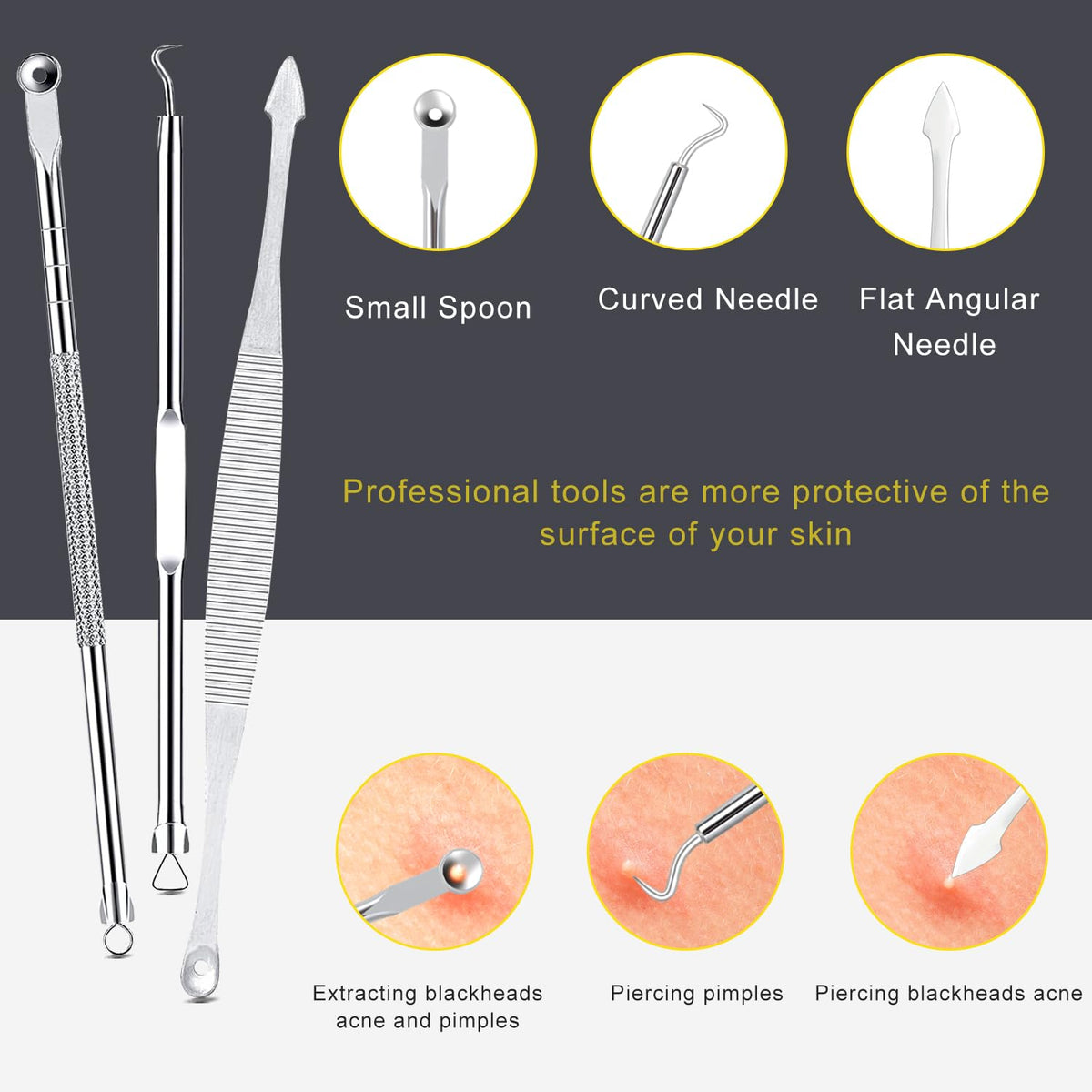 Boxoyx Pimple Popper Tool Kit tools displayed on a white background