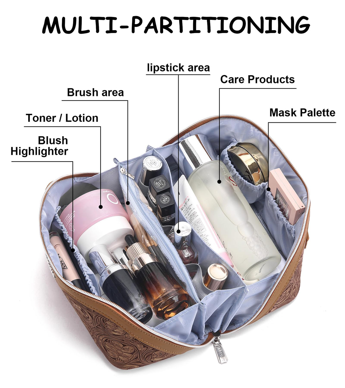 BOYATU detachable makeup pouches inside the bag
