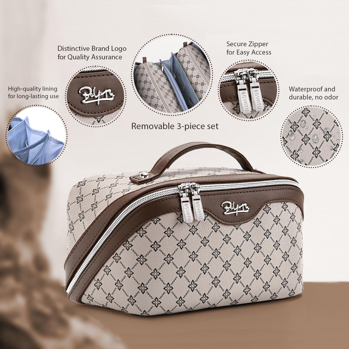 BOYATU large capacity makeup bag open with compartments