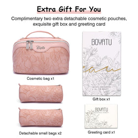 BOYATU Makeup Bag set displayed on a vanity
