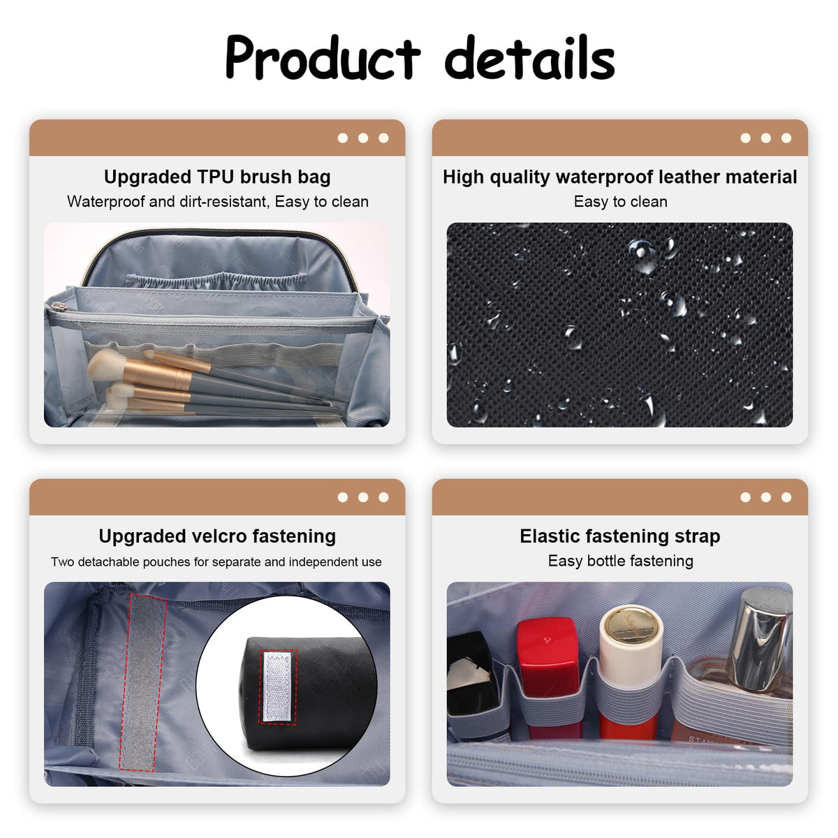 BOYATU makeup bag set showcasing small pouches