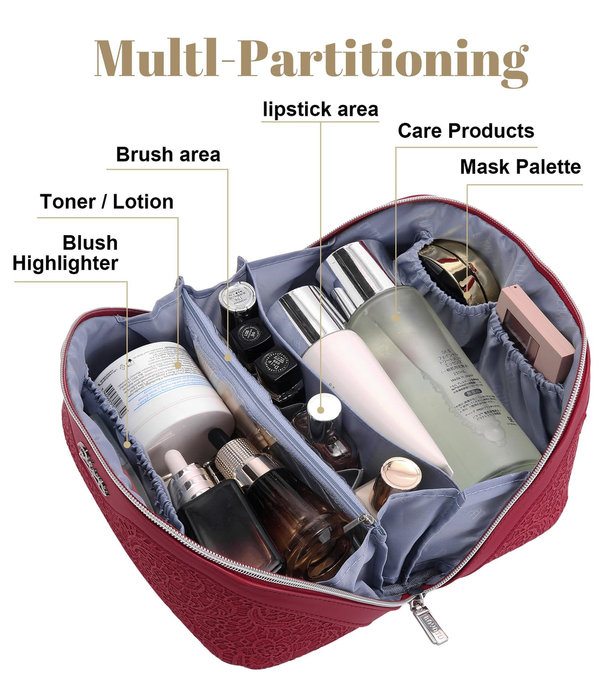 BOYATU makeup bag set with detachable pouches