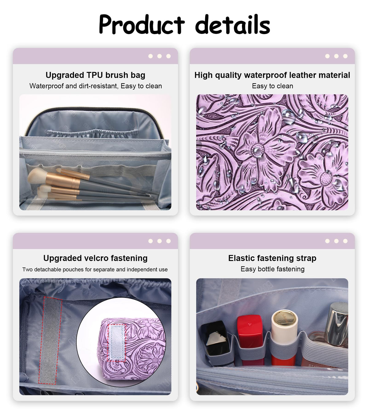 BOYATU Travel Makeup Bag displayed in a bathroom setting
