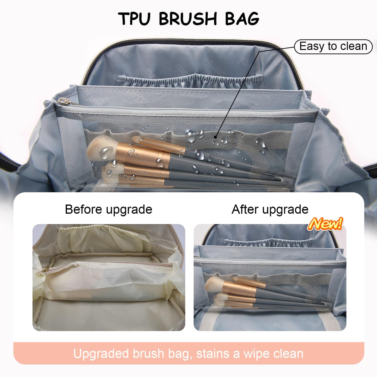BOYATU Travel Makeup Bag in pink on a dresser