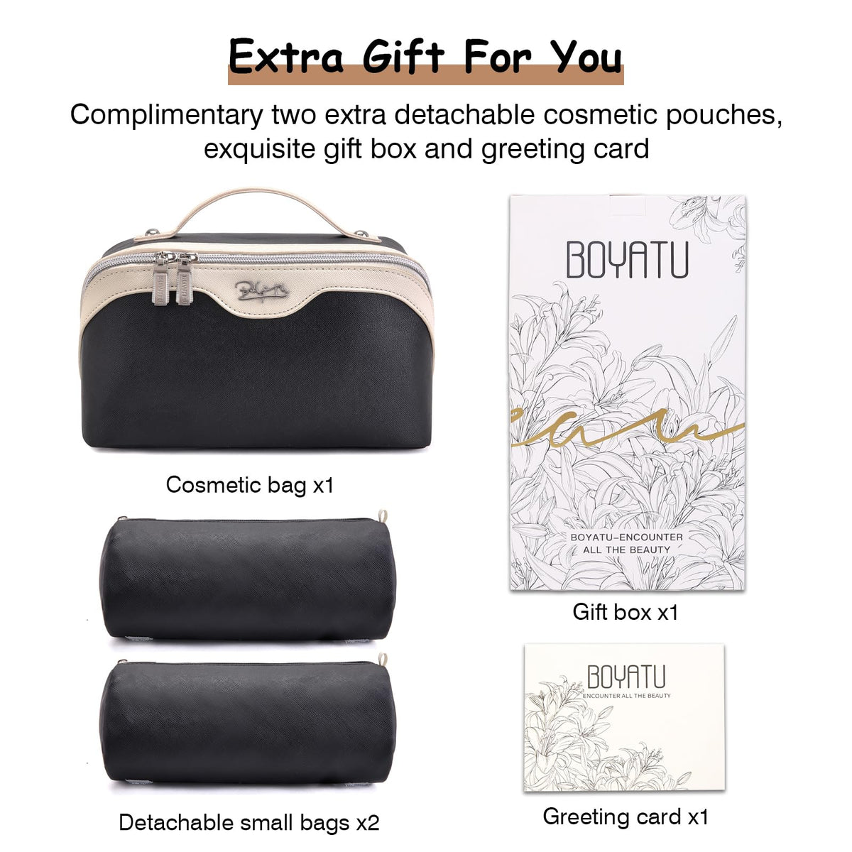 BOYATU Travel Makeup Bag on a travel suitcase