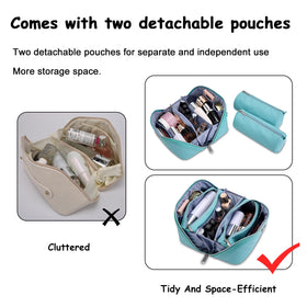 BOYATU Travel Makeup Bag Organizer opened showing compartments