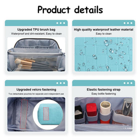 BOYATU Travel Makeup Bag Organizer with skincare bottles inside