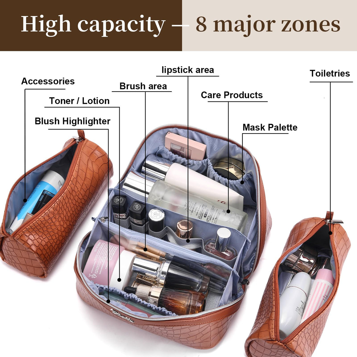 BOYATU Travel Makeup Bag Set displayed outdoors
