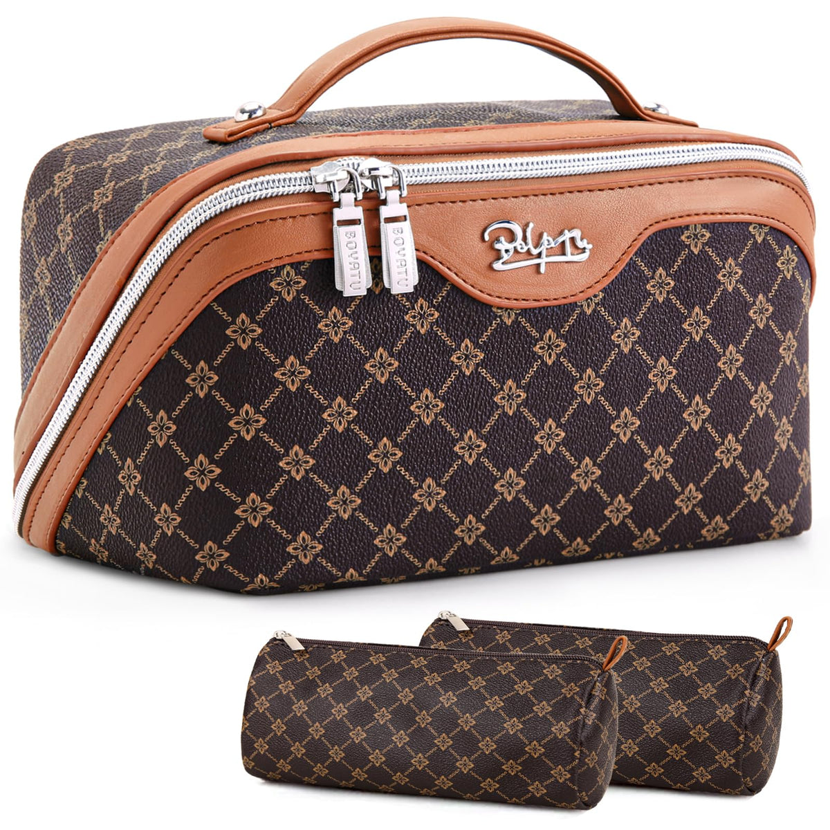 BOYATU Travel Makeup Bag Set front view with detachable pouches