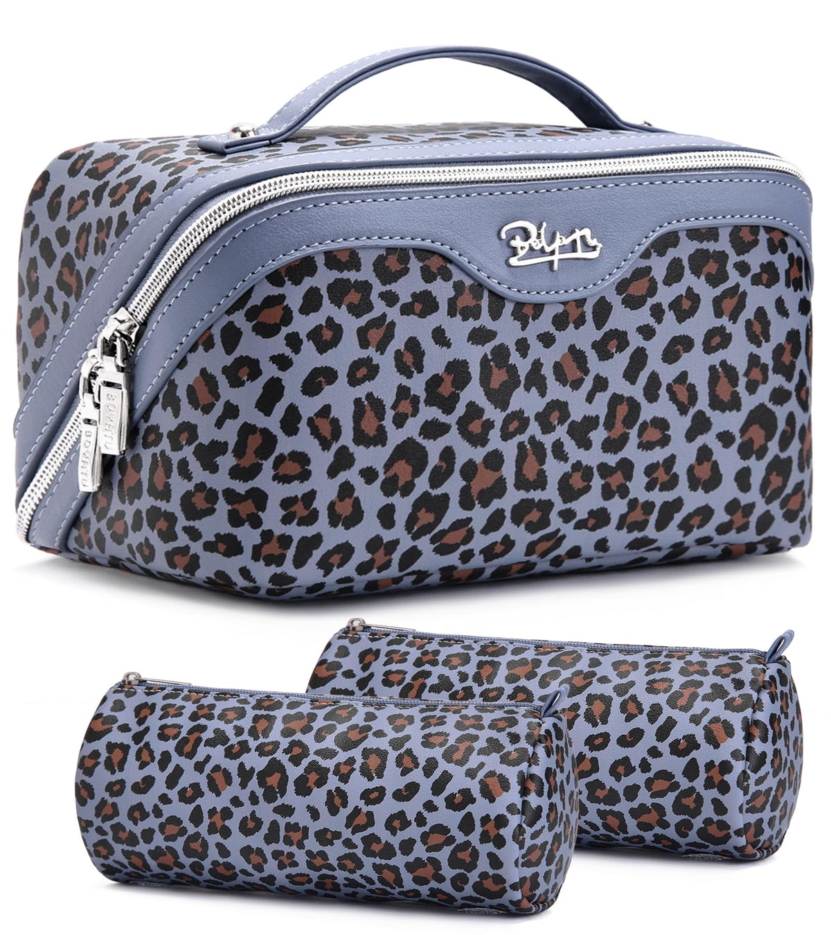 BOYATU Travel Makeup Bag Set in B-Light Blue with compartments