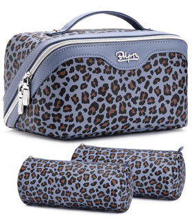 BOYATU Travel Makeup Bag Set in B-Light Blue with compartments
