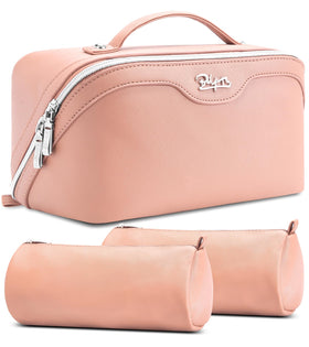 BOYATU Travel Makeup Bag Set in pink with compartments