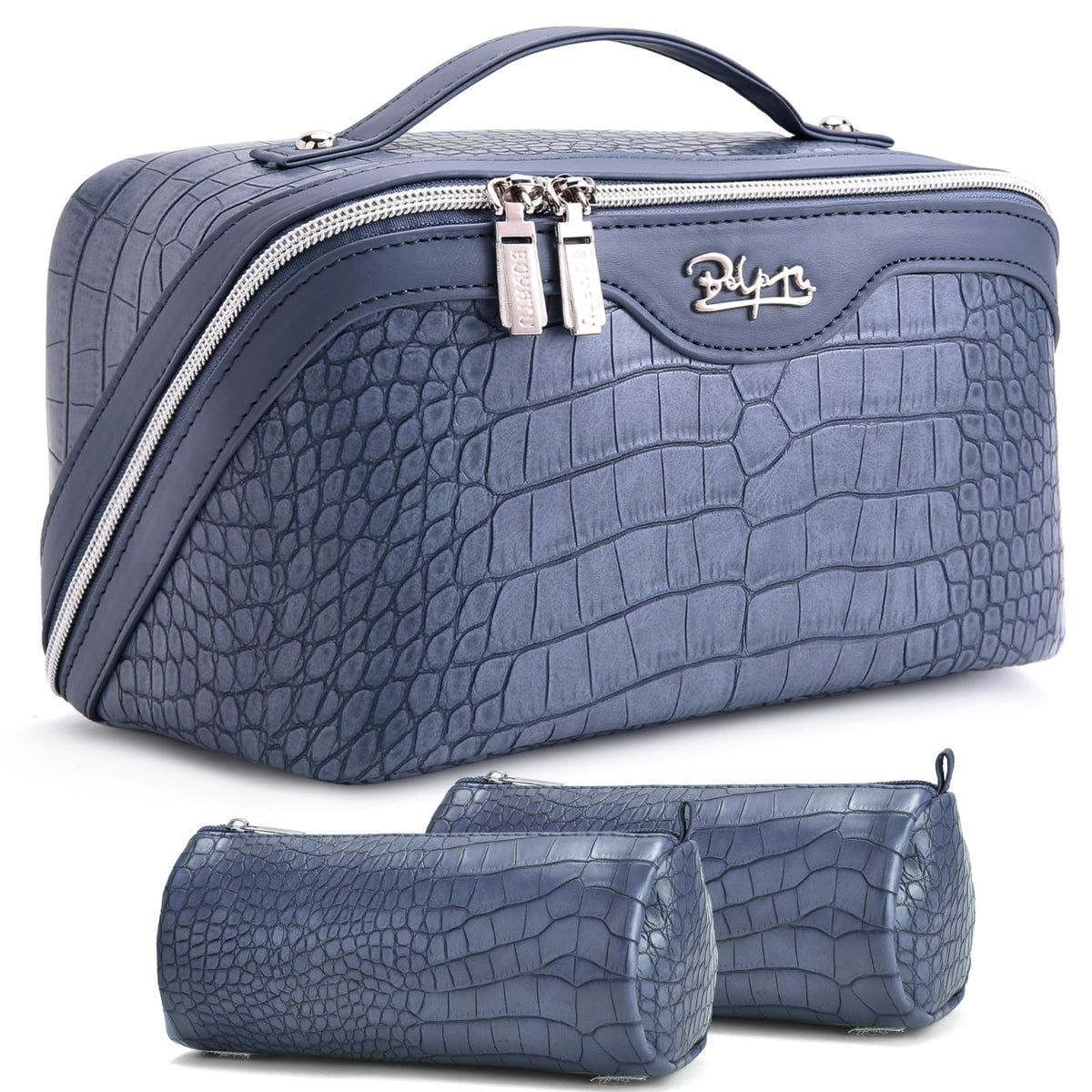 BOYATU Travel Makeup Bag Set large capacity in blue