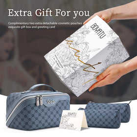 BOYATU Travel Makeup Bag Set lifestyle scene on a vanity