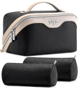 BOYATU Travel Makeup Bag Set of 3 in black, front view