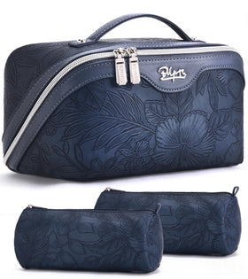 BOYATU Travel Makeup Bag Set of 3 in floral design front view