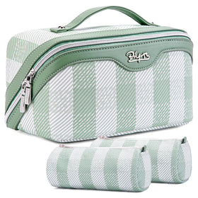 BOYATU Travel Makeup Bag Set of 3 in green front view