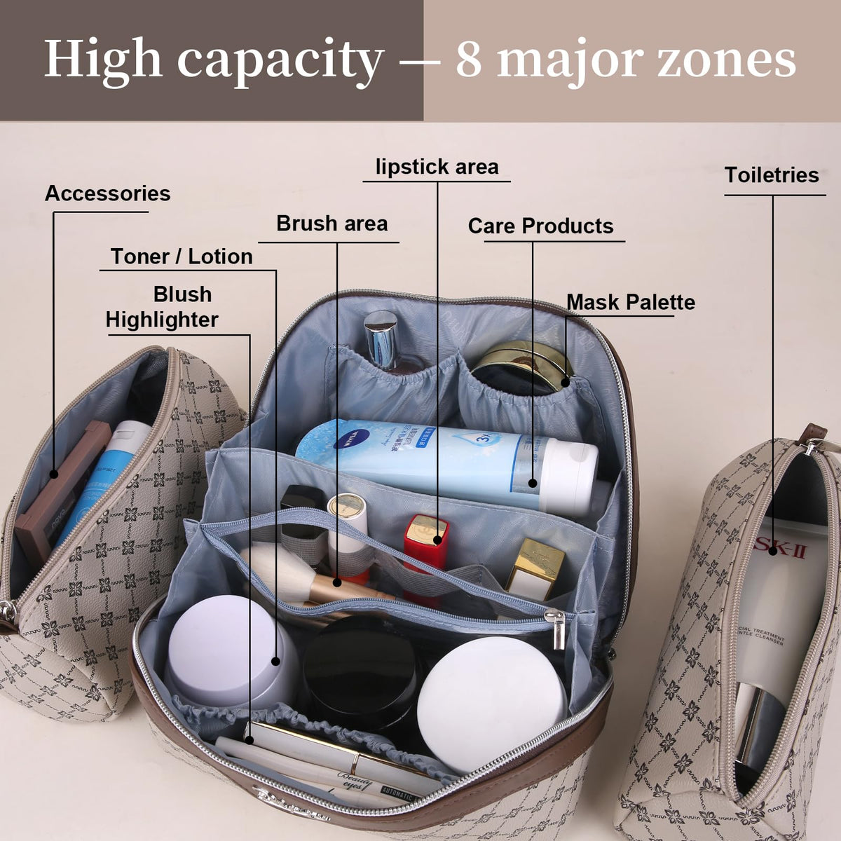 BOYATU Travel Makeup Bag Set packaging and contents