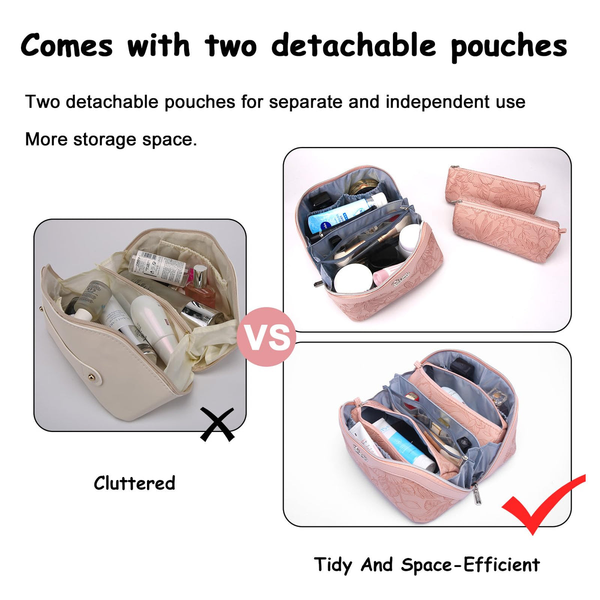 BOYATU Travel Makeup Bag set with cosmetics inside