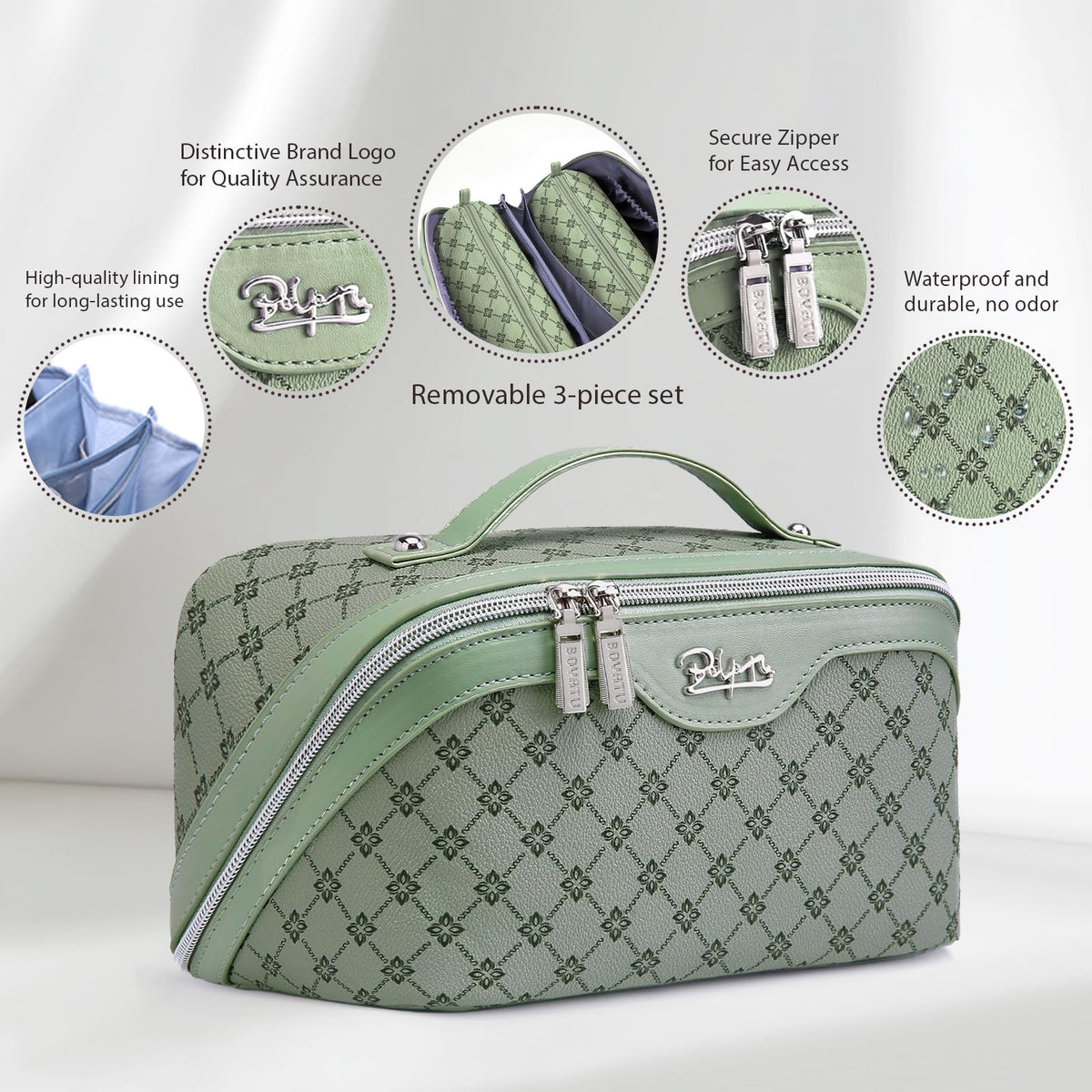 BOYATU Travel Makeup Bag with detachable pouches