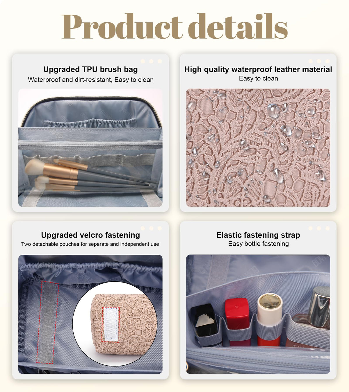 BOYATU Travel Makeup Bags Set displayed outdoors