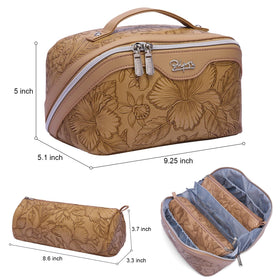 BOYATU Travel Makeup Bags set displayed with cosmetics