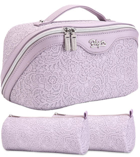 BOYATU Travel Makeup Bags Set in A-Violet, front view