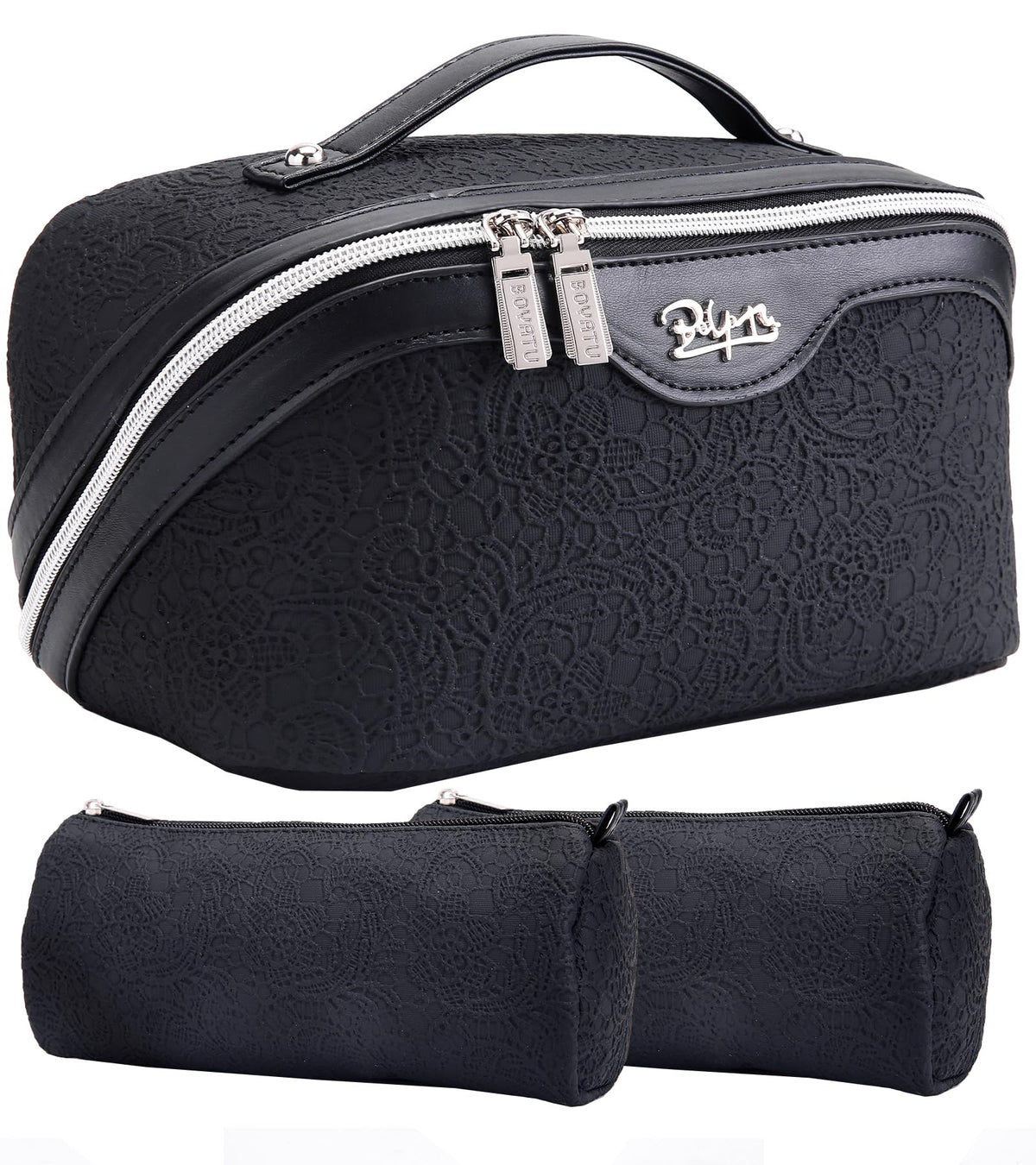 BOYATU Travel Makeup Bags Set in elegant black PU leather