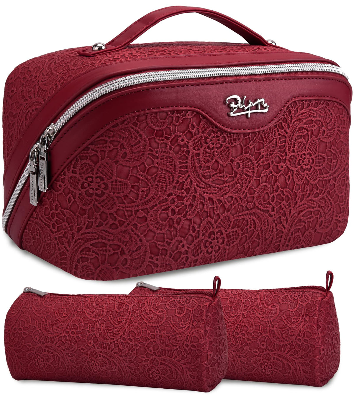 BOYATU Travel Makeup Bags Set in red with floral design