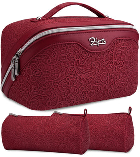 BOYATU Travel Makeup Bags Set in red with floral design