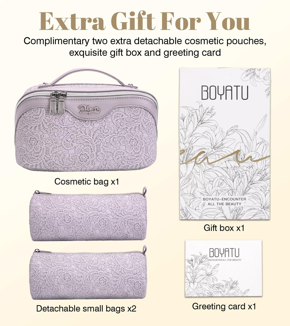 BOYATU Travel Makeup Bags Set shown in outdoor setting