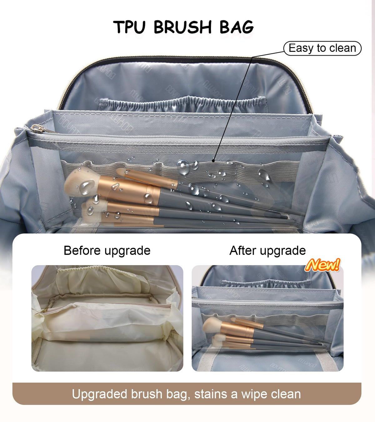 BOYATU waterproof leather makeup bag close-up