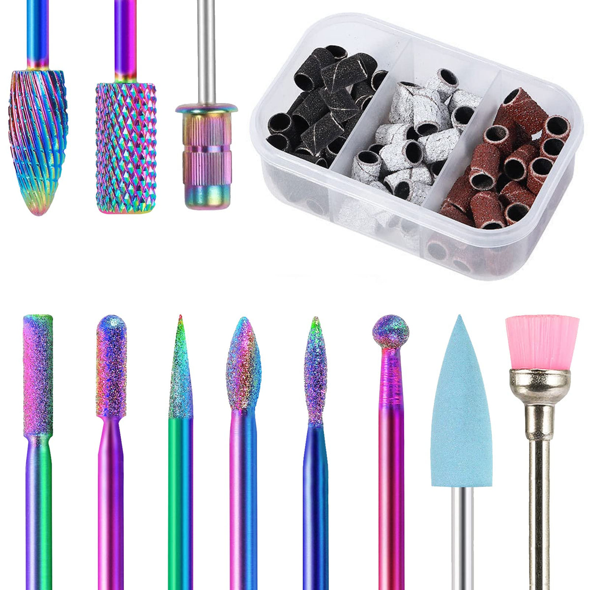 BQAN Carbide Nail Drill Bits Set 10Pcs with sanding bands