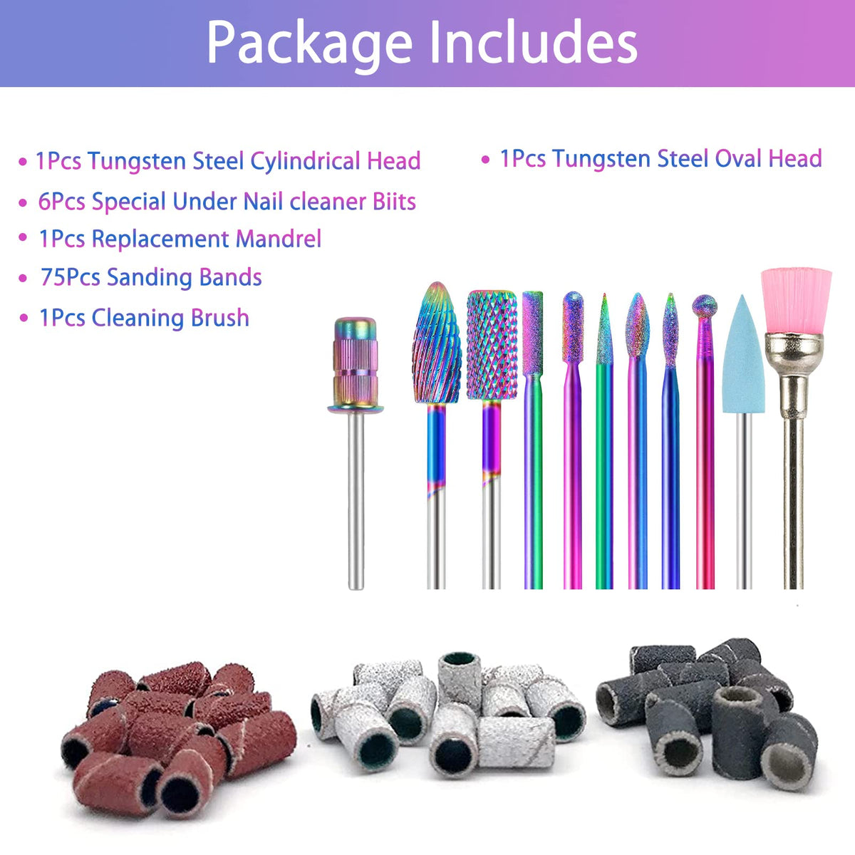 BQAN carbide nail drill bits set displayed on a nail care table