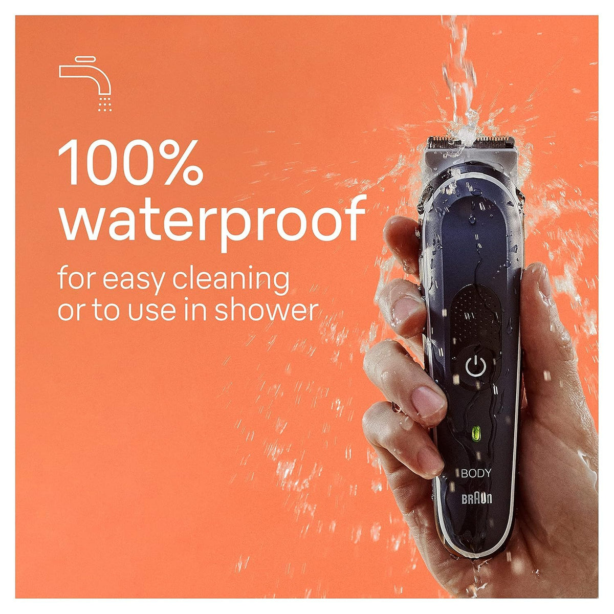 Braun Body Groomer Series 5 5360 in use during shower grooming