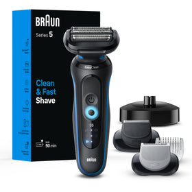 Braun Series 5 5150cs electric shaver front view in blue