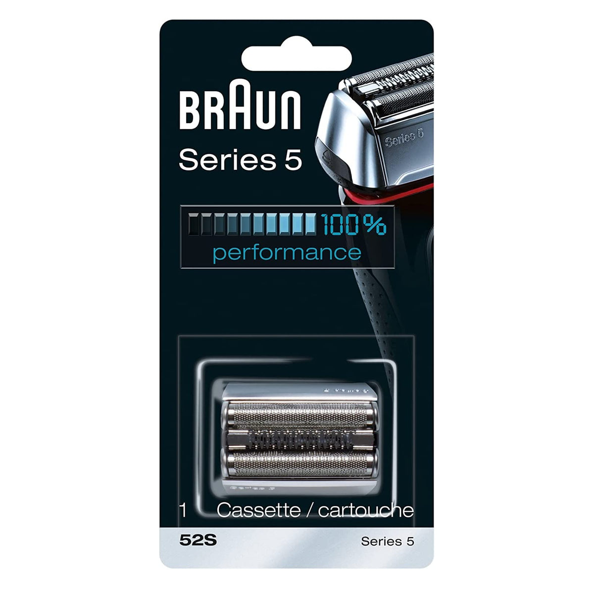 Braun Series 5 Replacement Shaver Head Cassette side view showcasing trimmer