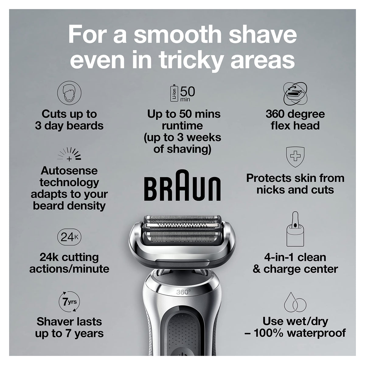 Braun Series 7 7071cc Flex Electric Razor precision trimmer attachment