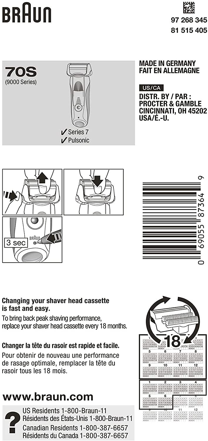 Braun Series 7 70S replacement cassette side view